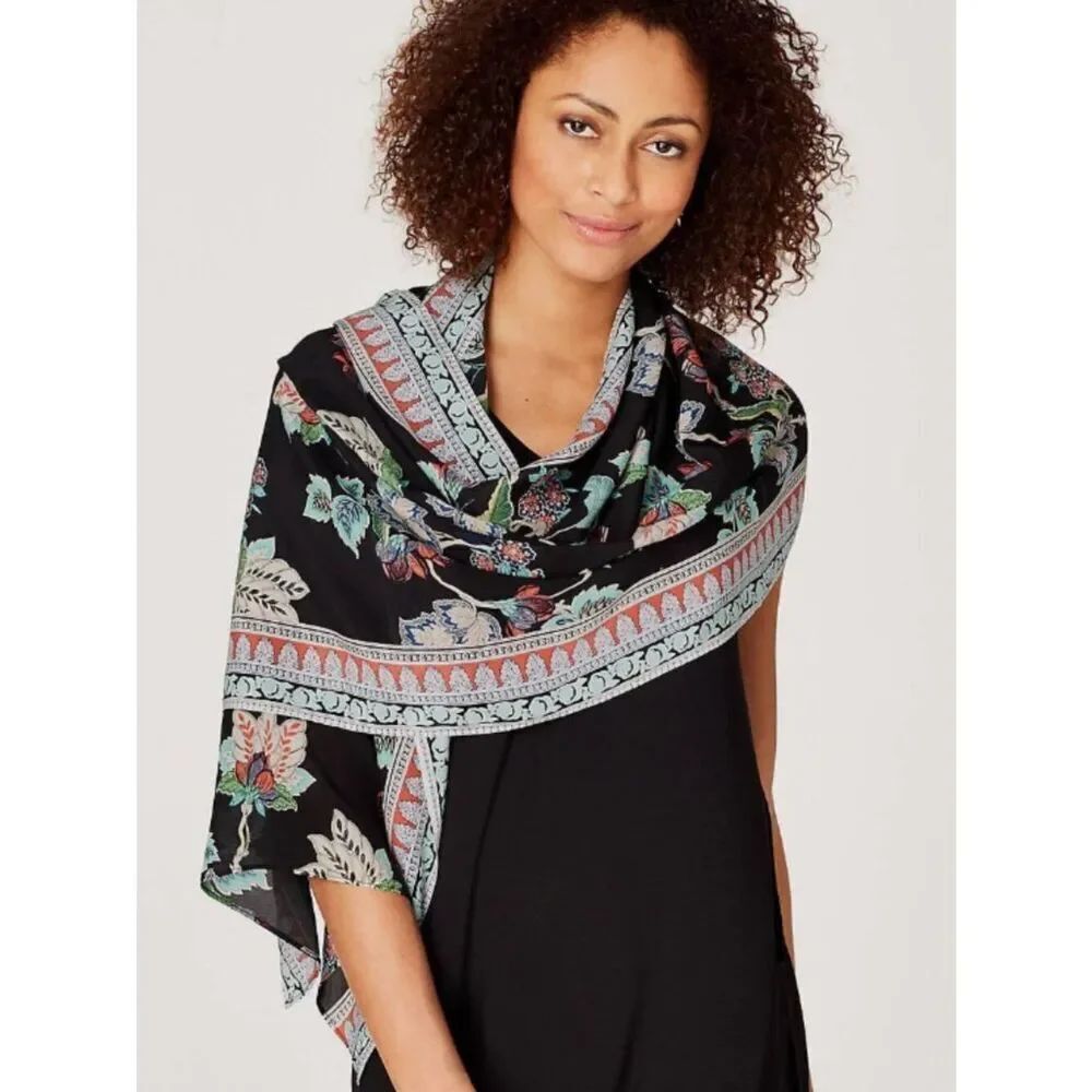 J.Jill Ornate Floral Silk Scarf